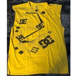 DC Geometric Logo Sleeveless‎ Muscle T-Shirt Top Yellow XL